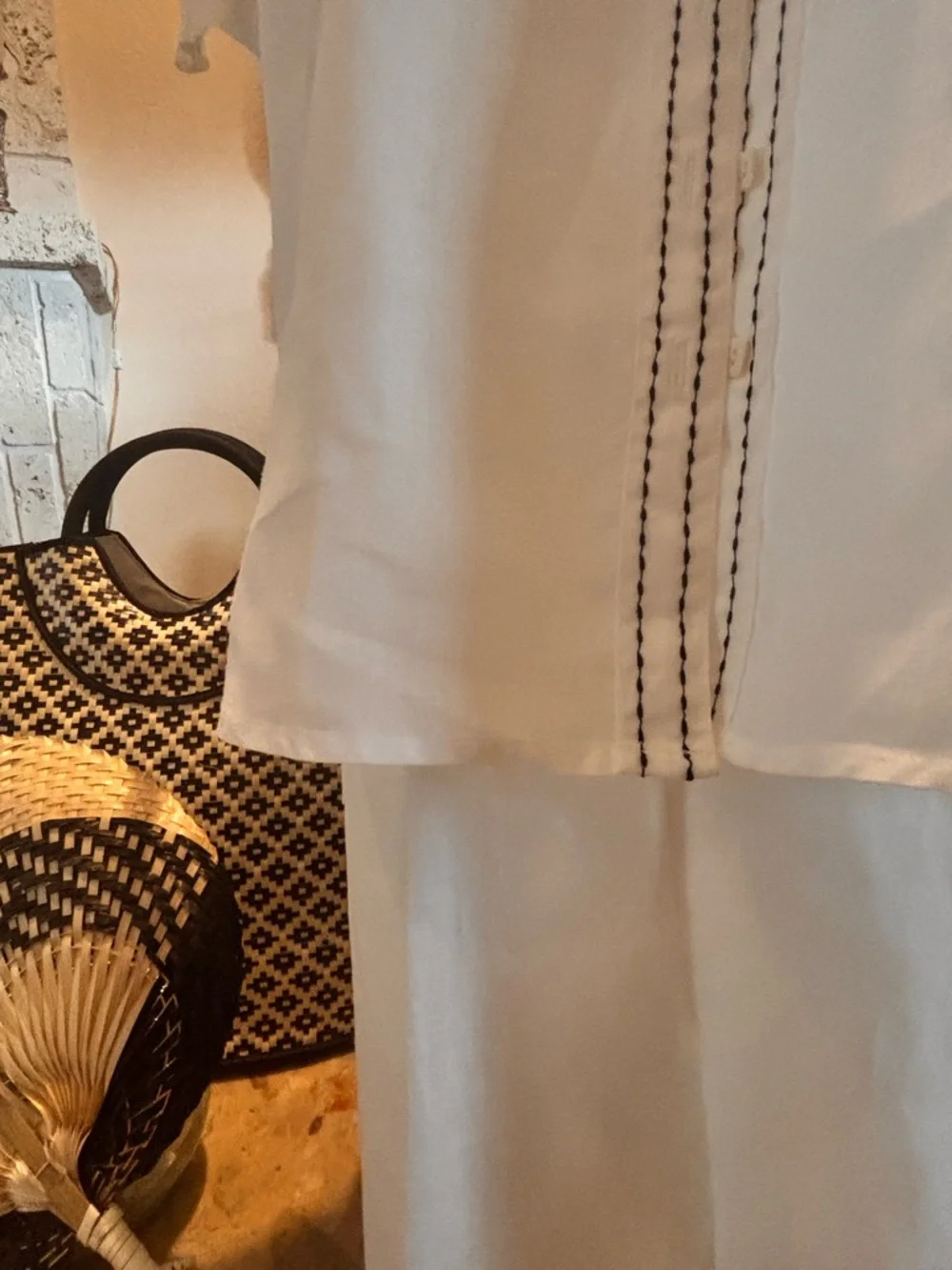 Giorgiana by Naji Linen Set XL White Resort Coastal Wide Leg Outfit - Picture 8 of 12